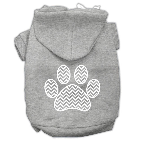 Chevron Paw Screen Print Pet Hoodies Grey Size Lg (14)