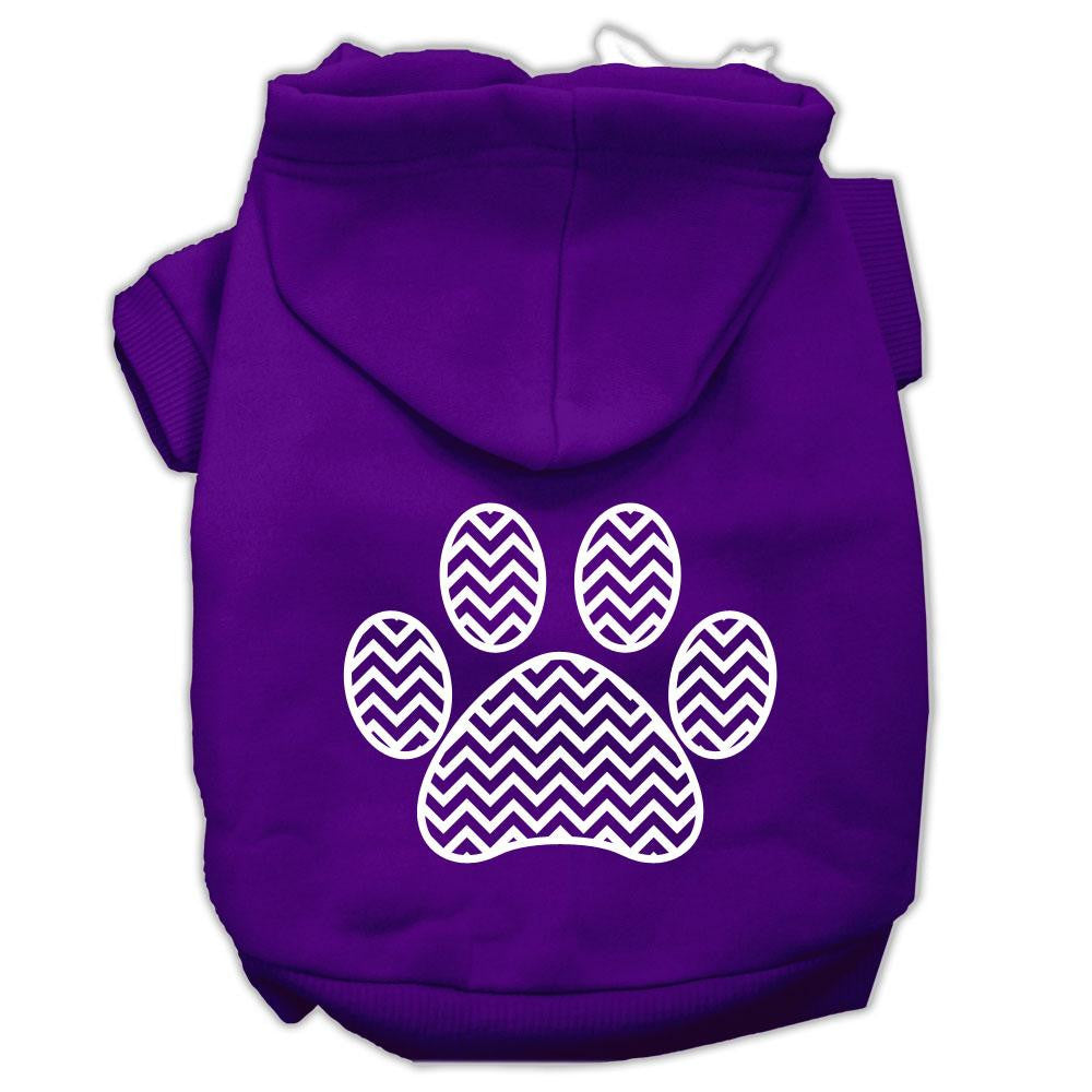 Chevron Paw Screen Print Pet Hoodies Purple Size Lg (14)