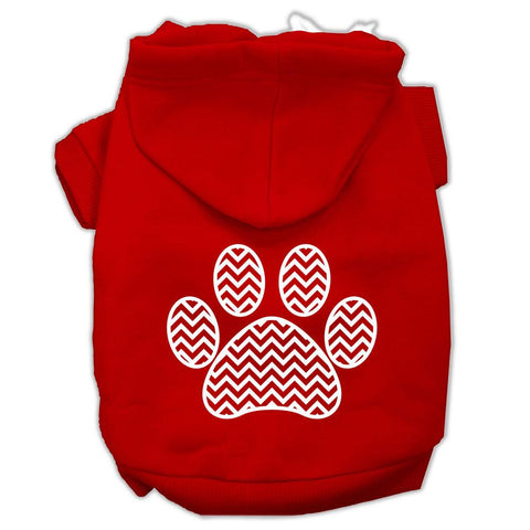 Chevron Paw Screen Print Pet Hoodies Red Size Lg (14)