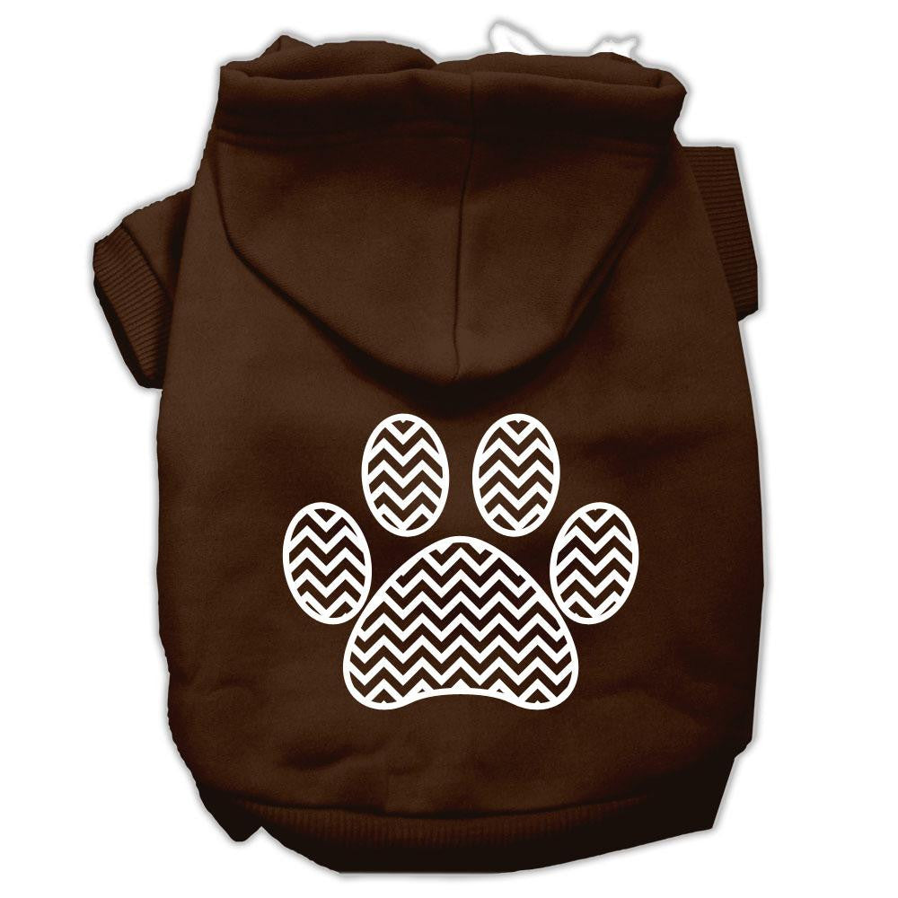 Chevron Paw Screen Print Pet Hoodies Brown Size Med (12)