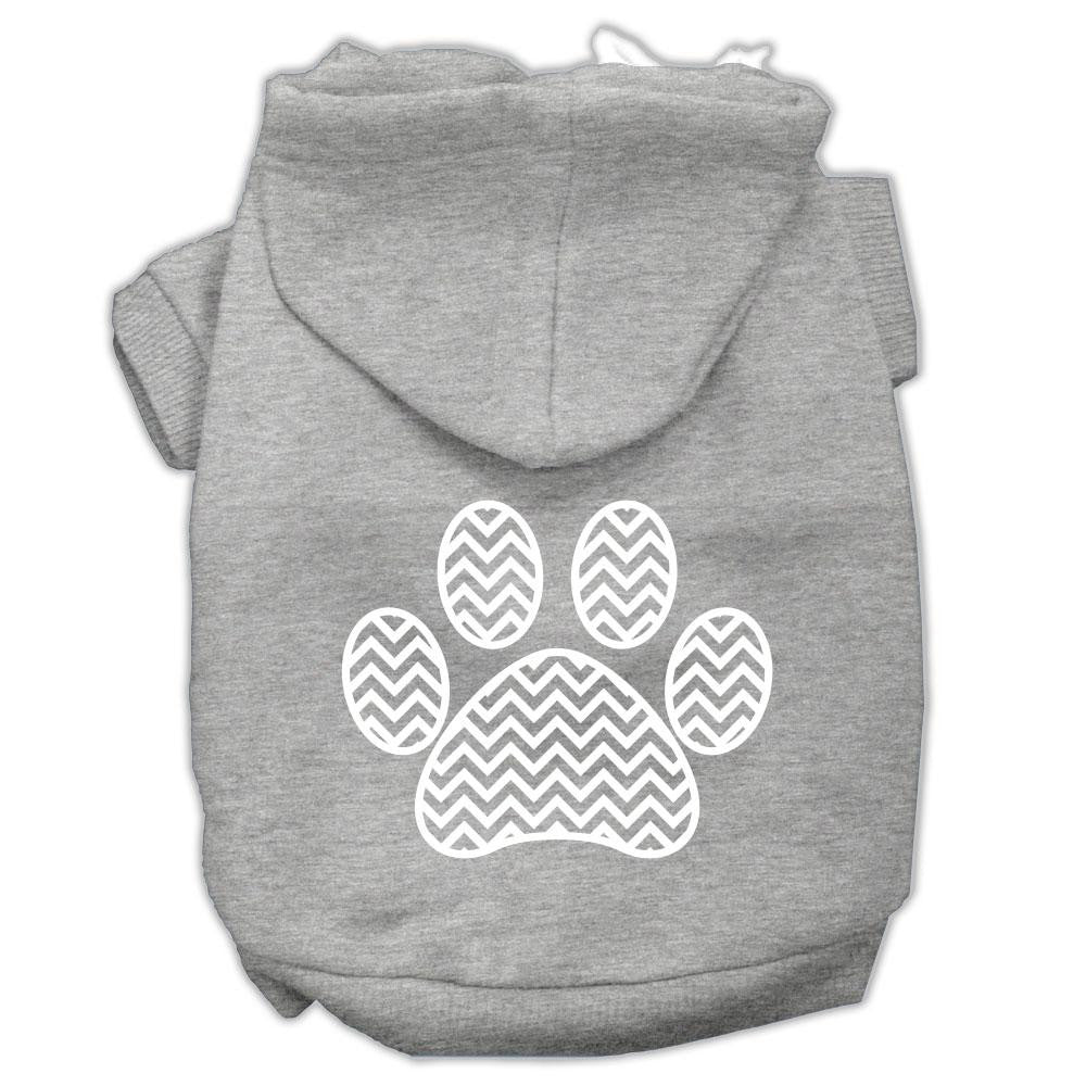 Chevron Paw Screen Print Pet Hoodies Grey Size Med (12)