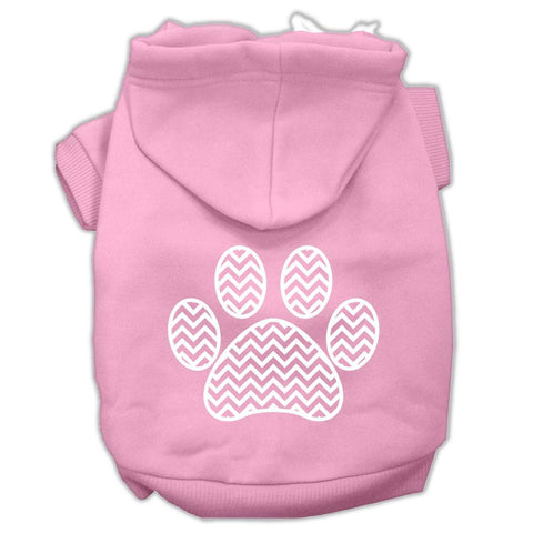 Chevron Paw Screen Print Pet Hoodies Light Pink Size Med (12)