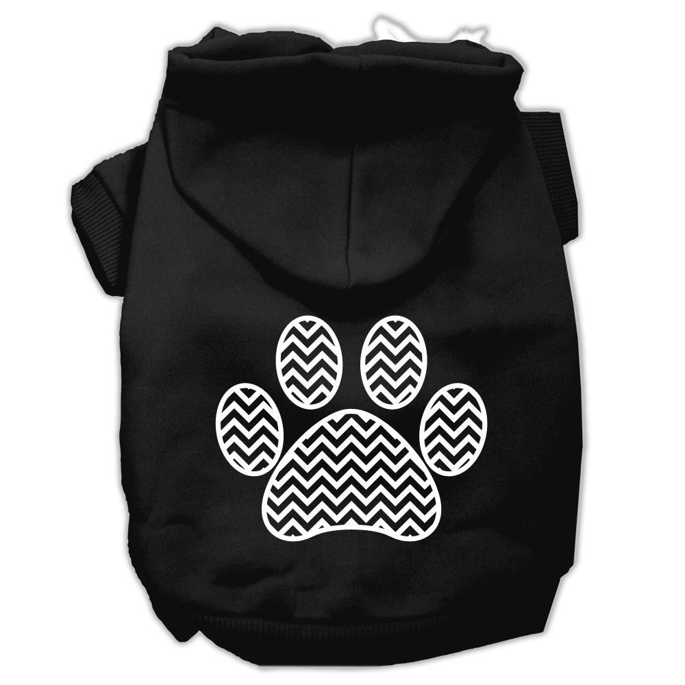 Chevron Paw Screen Print Pet Hoodies Black Size Sm (10)