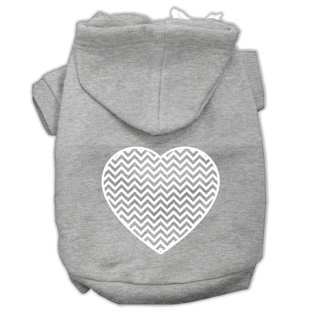 Chevron Heart Screen Print Dog Pet Hoodies Grey Size Lg (14)