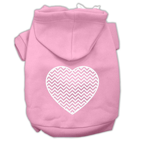 Chevron Heart Screen Print Dog Pet Hoodies Light Pink Size Lg (14)