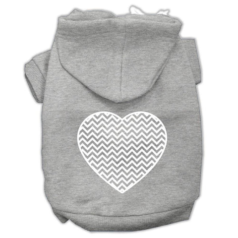 Chevron Heart Screen Print Dog Pet Hoodies Grey Size Med (12)