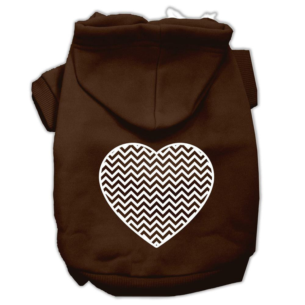 Chevron Heart Screen Print Dog Pet Hoodies Brown Size Sm (10)