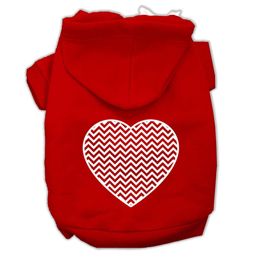 Chevron Heart Screen Print Dog Pet Hoodies Red Size XL (16)