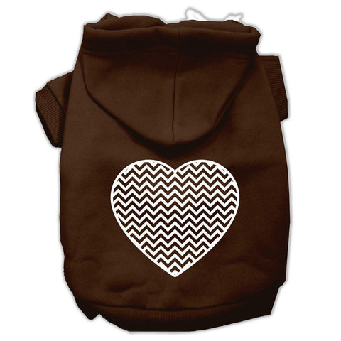 Chevron Heart Screen Print Dog Pet Hoodies Brown Size XXXL (20)