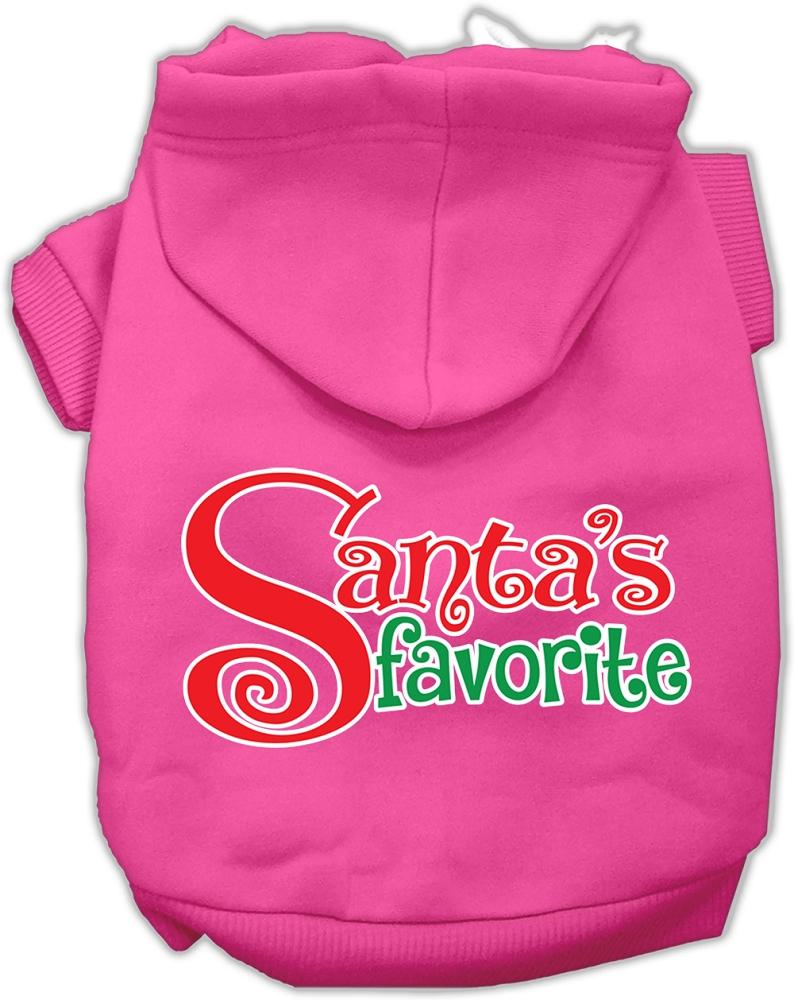 Santas Favorite Screen Print Pet Hoodie Bright Pink Lg (14)