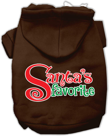 Santas Favorite Screen Print Pet Hoodie Brown Lg (14)