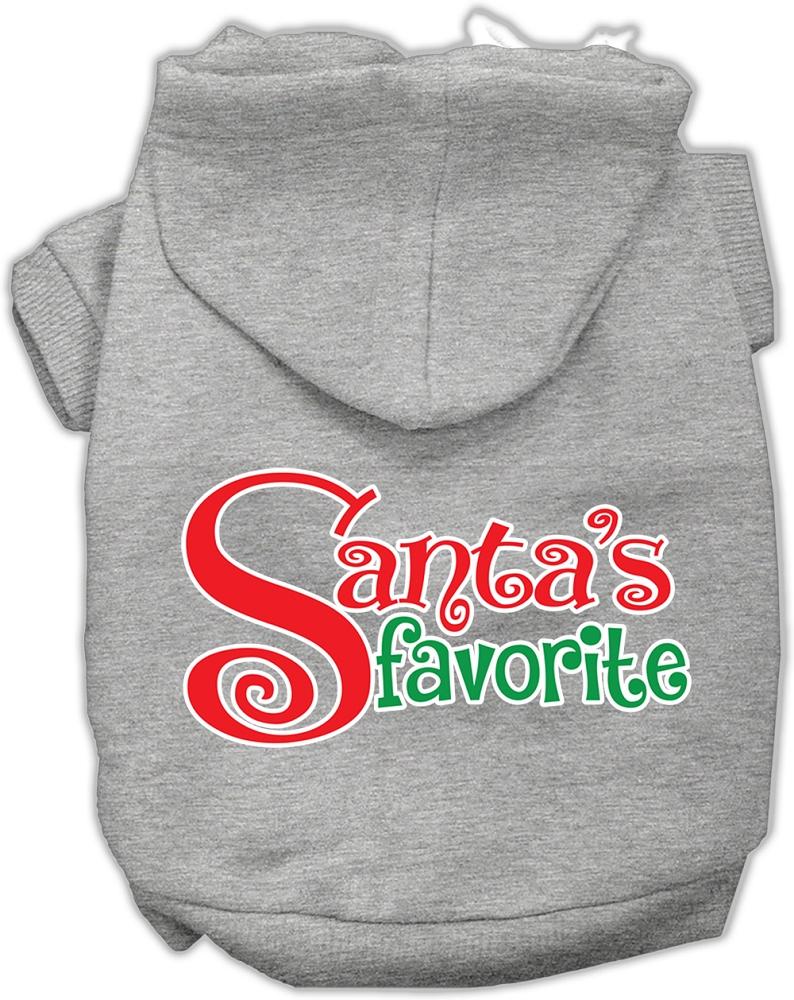 Santas Favorite Screen Print Pet Hoodie Grey Lg (14)