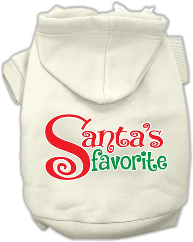 Santas Favorite Screen Print Pet Hoodie Cream Med (12)