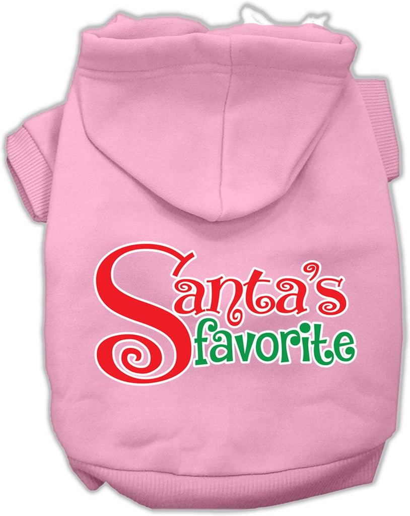 Santas Favorite Screen Print Pet Hoodie Light Pink Med (12)