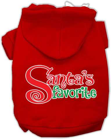 Santas Favorite Screen Print Pet Hoodie Red Sm (10)