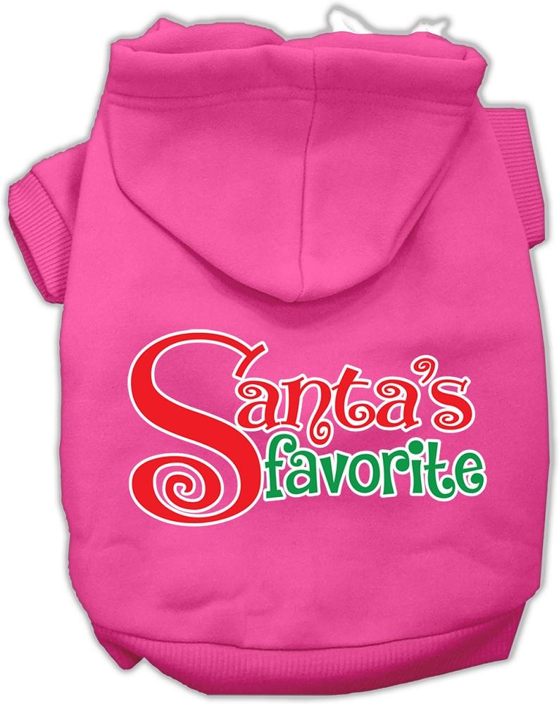 Santas Favorite Screen Print Pet Hoodie Bright Pink Xs (8)