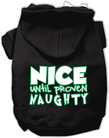 Nice Until Proven Naughty Screen Print Pet Hoodie Black Lg (14)