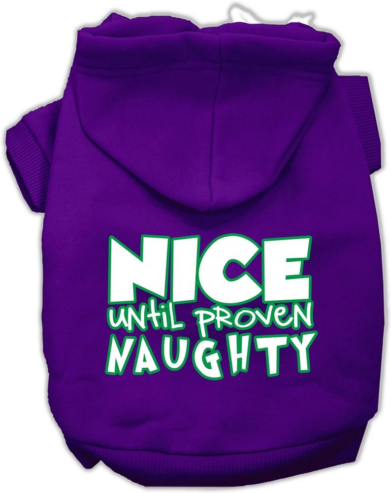 Nice Until Proven Naughty Screen Print Pet Hoodie Purple Med (12)