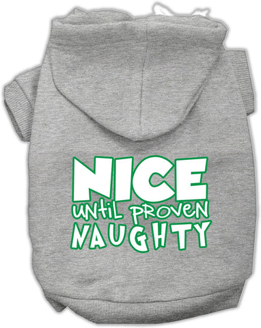 Nice Until Proven Naughty Screen Print Pet Hoodie Grey Sm (10)