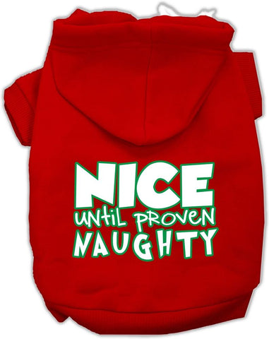 Nice Until Proven Naughty Screen Print Pet Hoodie Red Xl (16)