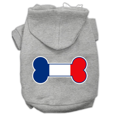 Bone Shaped France Flag Screen Print Pet Hoodies Grey Xl (16)