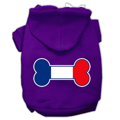 Bone Shaped France Flag Screen Print Pet Hoodies Purple Size XL (16)