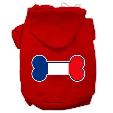 Bone Shaped France Flag Screen Print Pet Hoodies Red Size XS (8)