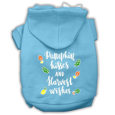 Pumpkin Kisses Screenprint Dog Hoodie Baby Blue L (14)