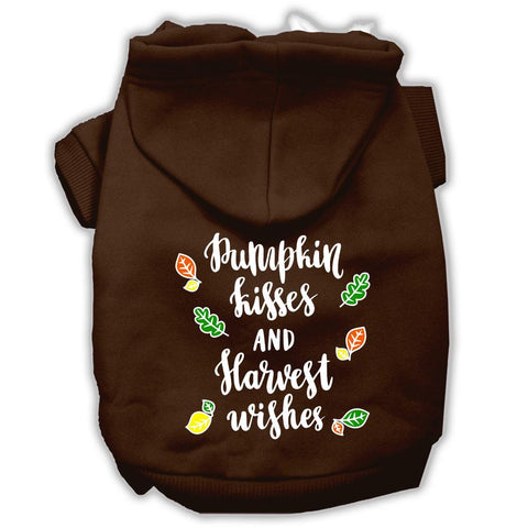 Pumpkin Kisses Screenprint Dog Hoodie Brown L (14)