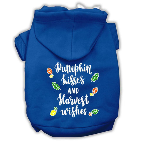 Pumpkin Kisses Screenprint Dog Hoodie Blue Xs (8)