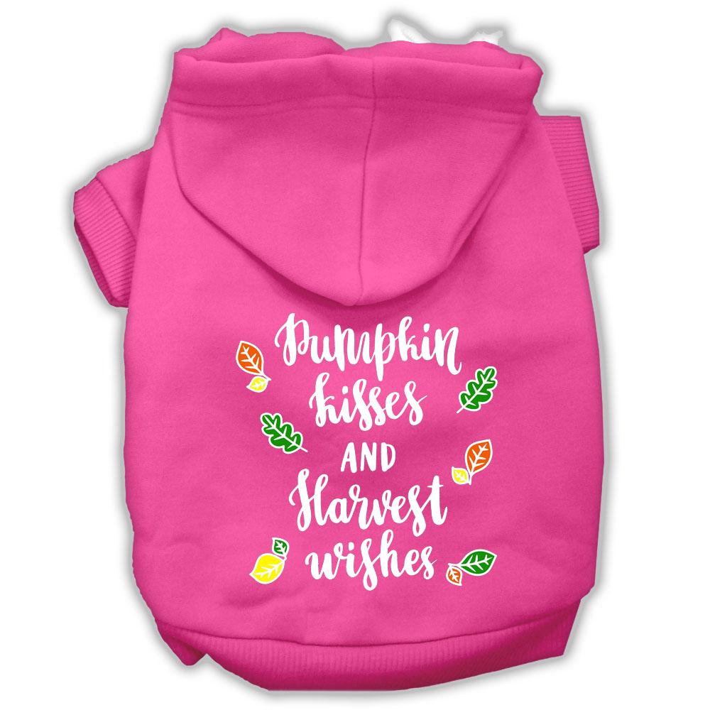 Pumpkin Kisses Screenprint Dog Hoodie Bright Pink Xs (8)