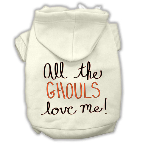 All The Ghouls Screenprint Dog Hoodie Cream L (14)