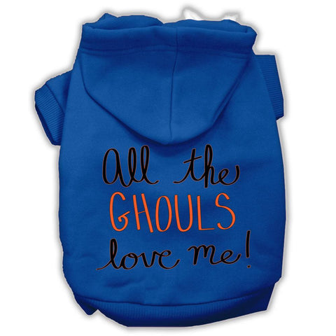 All The Ghouls Screenprint Dog Hoodie Blue Xs (8)