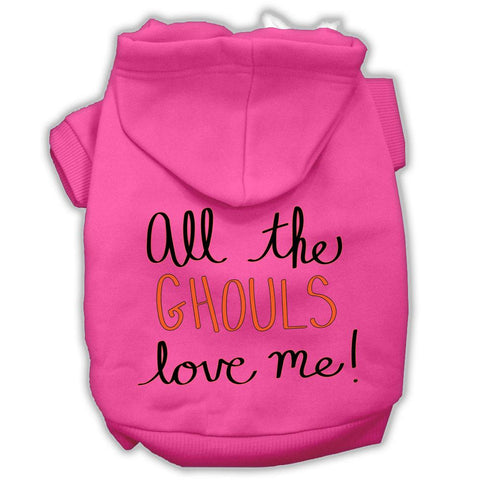 All The Ghouls Screenprint Dog Hoodie Bright Pink Xs (8)