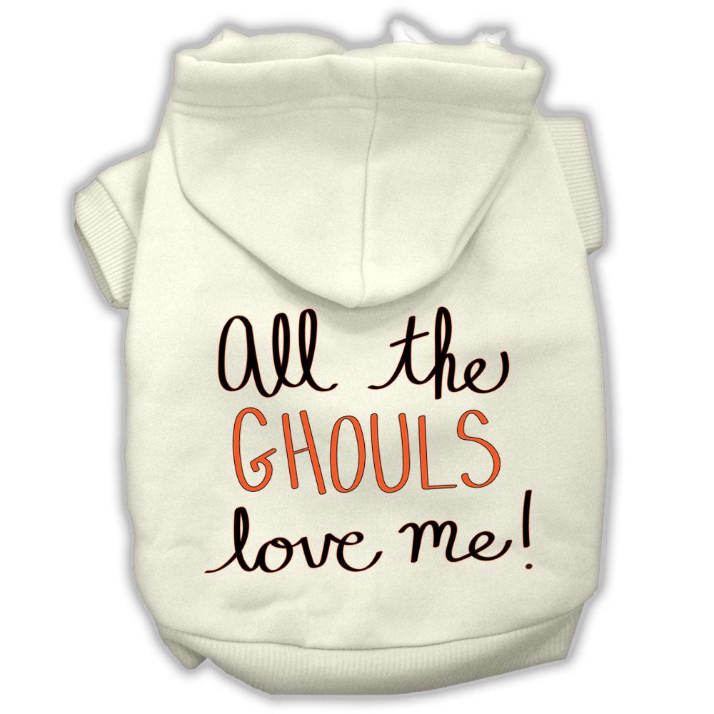 All The Ghouls Screenprint Dog Hoodie Cream Xs (8)