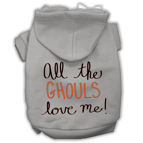 All The Ghouls Screenprint Dog Hoodie Grey Xs (8)