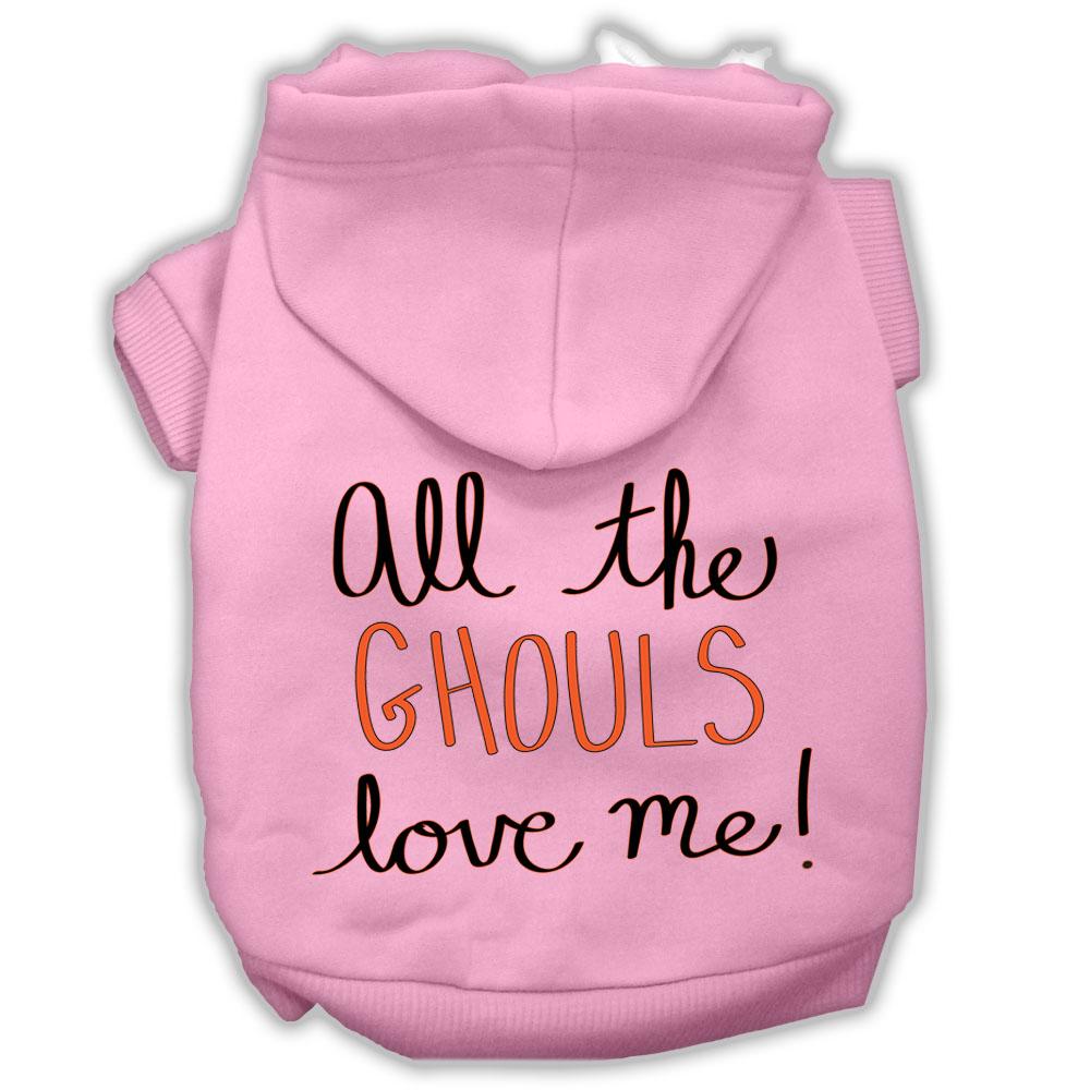 All The Ghouls Screenprint Dog Hoodie Light Pink Xs (8)