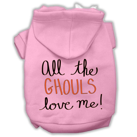 All The Ghouls Screenprint Dog Hoodie Light Pink Xs (8)