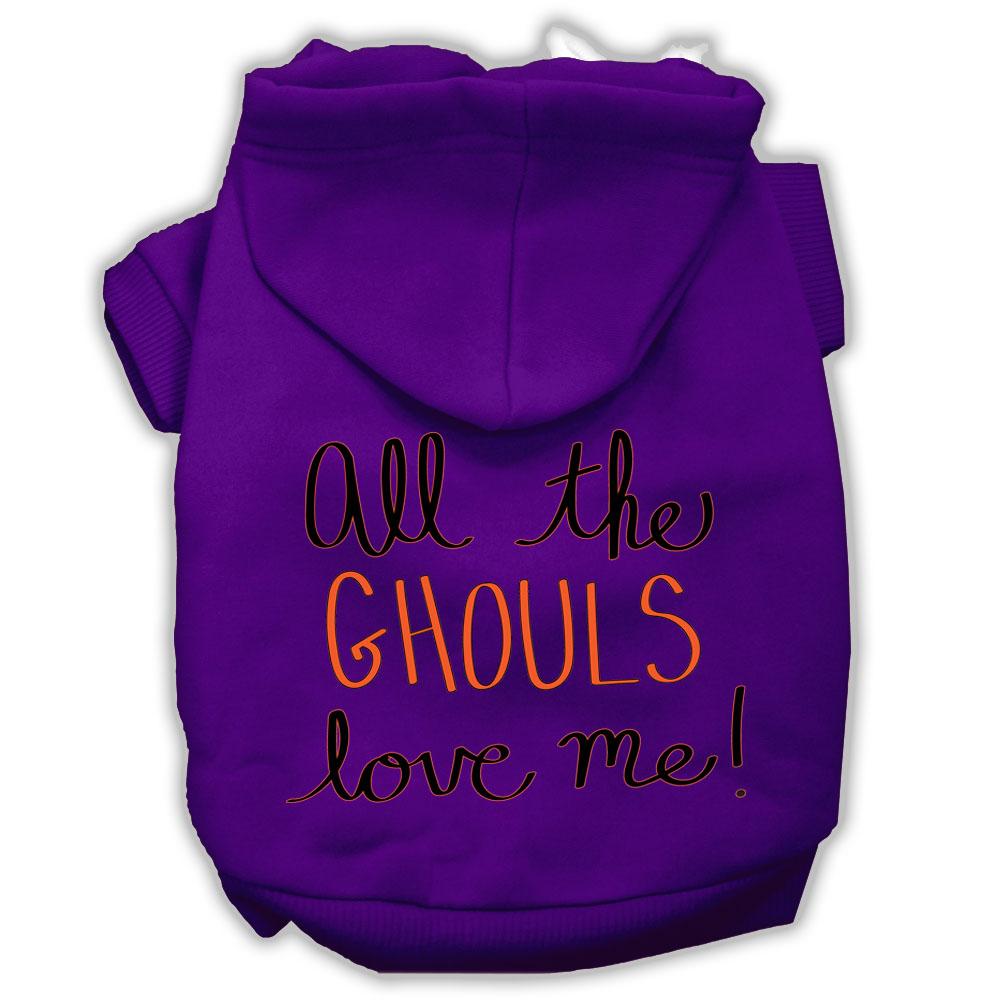 All The Ghouls Screenprint Dog Hoodie Purple Xs (8)