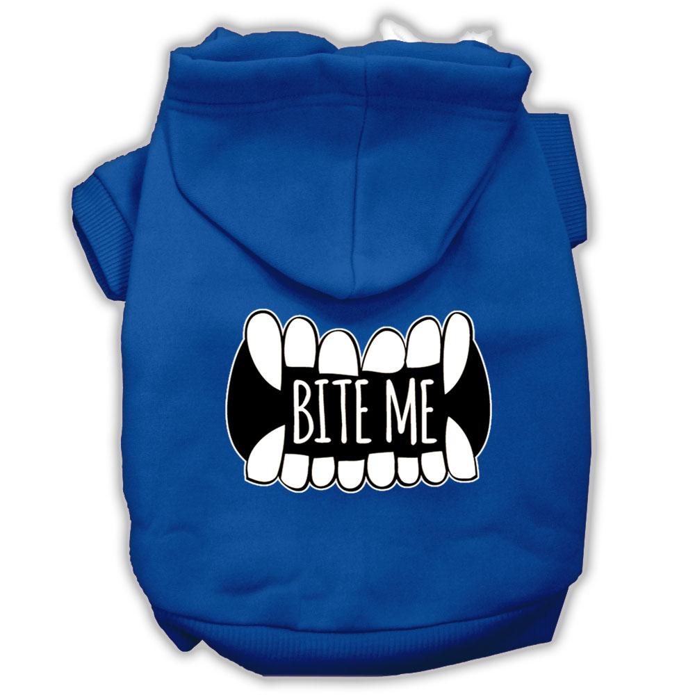 Bite Me Screenprint Dog Hoodie Blue Xs (8)