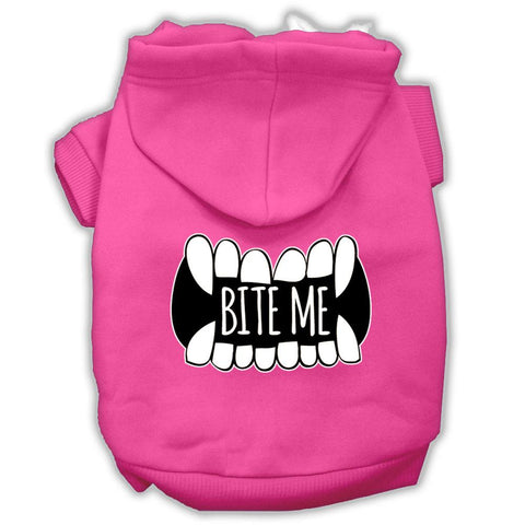 Bite Me Screenprint Dog Hoodie Bright Pink Xs (8)