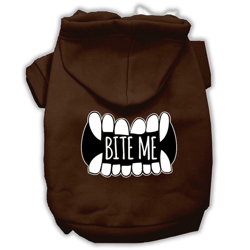 Bite Me Screenprint Dog Hoodie Brown Xs (8)