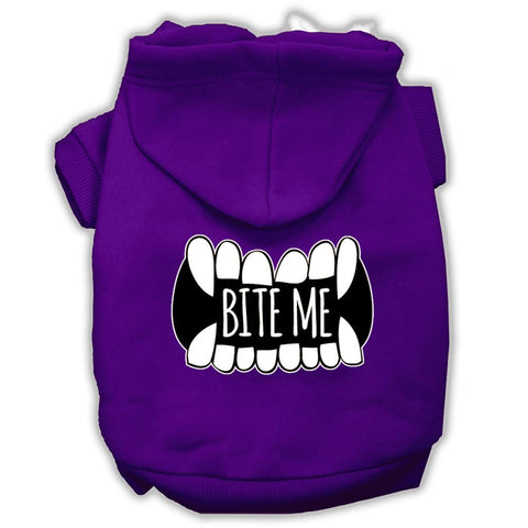 Bite Me Screenprint Dog Hoodie Purple Xs (8)