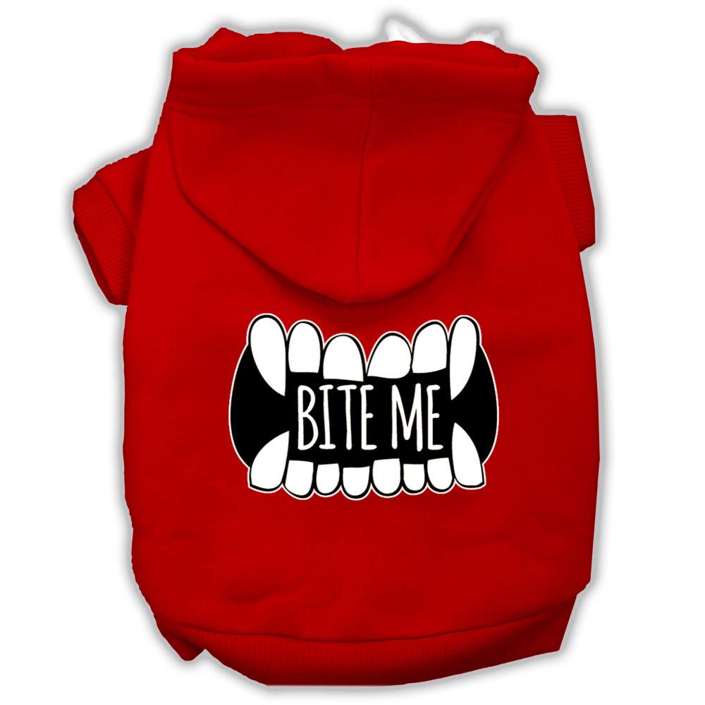 Bite Me Screenprint Dog Hoodie Red Xs (8)