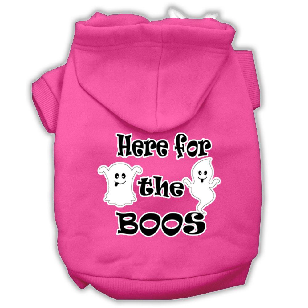 Here For The Boos Screenprint Dog Hoodie Bright Pink L (14)