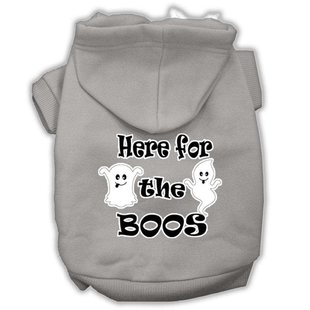 Here For The Boos Screenprint Dog Hoodie Grey L (14)