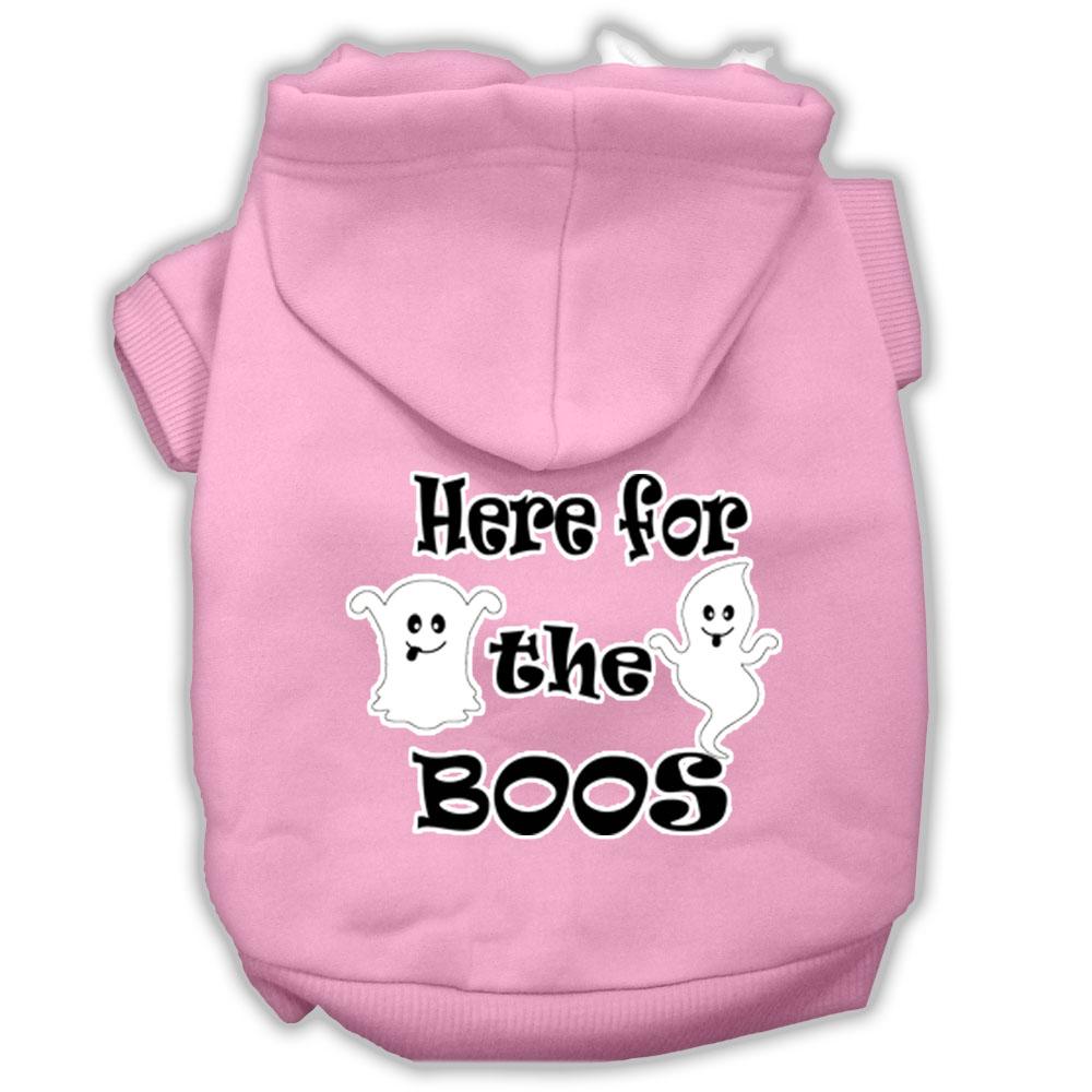 Here For The Boos Screenprint Dog Hoodie Light Pink L (14)