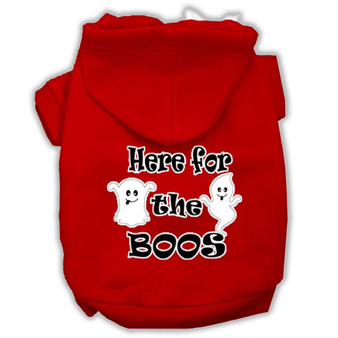 Here For The Boos Screenprint Dog Hoodie Red L (14)