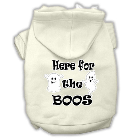 Here For The Boos Screenprint Dog Hoodie Cream M (12)