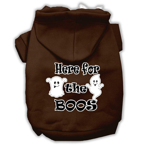 Here For The Boos Screenprint Dog Hoodie Brown Xl (16)